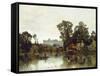 The Thames River with a View onto Windsor Castle-Karl Heffner-Framed Stretched Canvas