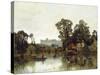 The Thames River with a View onto Windsor Castle-Karl Heffner-Stretched Canvas