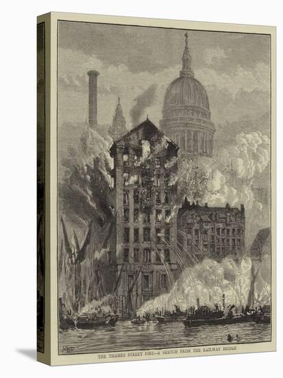 The Thames Street Fire, a Sketch from the Railway Bridge-Henry William Brewer-Stretched Canvas