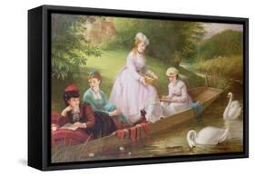 The Thames Swans-Thomas Brooks-Framed Stretched Canvas