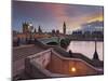 The Thames, Westminster Bridge, Westminster Palace, Big Ben, in the Evening-Rainer Mirau-Mounted Photographic Print