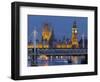 The Thames, Westminster Palace, Hungerford Bridge, Big Ben, in the Evening-Rainer Mirau-Framed Photographic Print