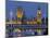 The Thames, Westminster Palace, Hungerford Bridge, Big Ben, in the Evening-Rainer Mirau-Mounted Photographic Print