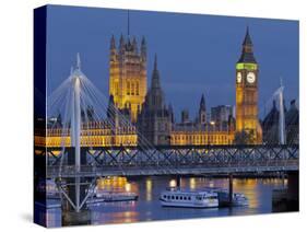 The Thames, Westminster Palace, Hungerford Bridge, Big Ben, in the Evening-Rainer Mirau-Stretched Canvas