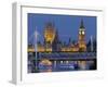 The Thames, Westminster Palace, Hungerford Bridge, Big Ben, in the Evening-Rainer Mirau-Framed Photographic Print