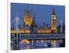 The Thames, Westminster Palace, Hungerford Bridge, Big Ben, in the Evening-Rainer Mirau-Framed Photographic Print