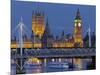 The Thames, Westminster Palace, Hungerford Bridge, Big Ben, in the Evening-Rainer Mirau-Mounted Photographic Print