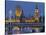 The Thames, Westminster Palace, Hungerford Bridge, Big Ben, in the Evening-Rainer Mirau-Stretched Canvas