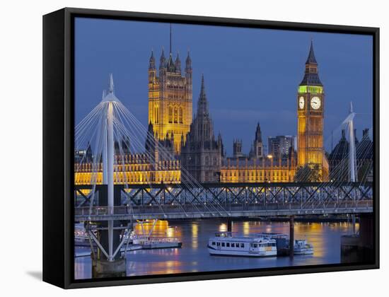 The Thames, Westminster Palace, Hungerford Bridge, Big Ben, in the Evening-Rainer Mirau-Framed Stretched Canvas