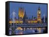 The Thames, Westminster Palace, Hungerford Bridge, Big Ben, in the Evening-Rainer Mirau-Framed Stretched Canvas