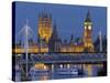 The Thames, Westminster Palace, Hungerford Bridge, Big Ben, in the Evening-Rainer Mirau-Stretched Canvas