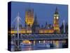 The Thames, Westminster Palace, Hungerford Bridge, Big Ben, in the Evening-Rainer Mirau-Stretched Canvas