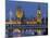 The Thames, Westminster Palace, Hungerford Bridge, Big Ben, in the Evening-Rainer Mirau-Mounted Photographic Print