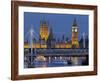 The Thames, Westminster Palace, Hungerford Bridge, Big Ben, in the Evening-Rainer Mirau-Framed Photographic Print