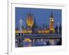 The Thames, Westminster Palace, Hungerford Bridge, Big Ben, in the Evening-Rainer Mirau-Framed Photographic Print