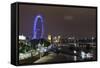 The Thames with London Eye and the Houses of Parliament, at Night, London, England, Uk-Axel Schmies-Framed Stretched Canvas