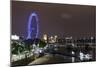 The Thames with London Eye and the Houses of Parliament, at Night, London, England, Uk-Axel Schmies-Mounted Photographic Print