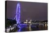 The Thames with London Eye and the Houses of Parliament, at Night, London, England, Uk-Axel Schmies-Stretched Canvas