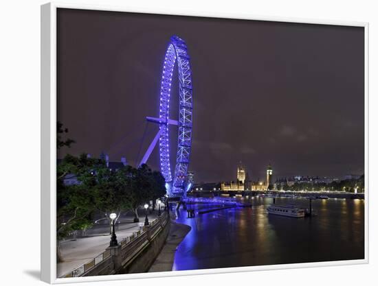 The Thames with London Eye and the Houses of Parliament, Parliament Building, London-Axel Schmies-Framed Photographic Print