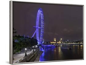 The Thames with London Eye and the Houses of Parliament, Parliament Building, London-Axel Schmies-Framed Photographic Print