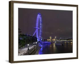 The Thames with London Eye and the Houses of Parliament, Parliament Building, London-Axel Schmies-Framed Photographic Print