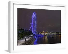 The Thames with London Eye and the Houses of Parliament, Parliament Building, London-Axel Schmies-Framed Photographic Print