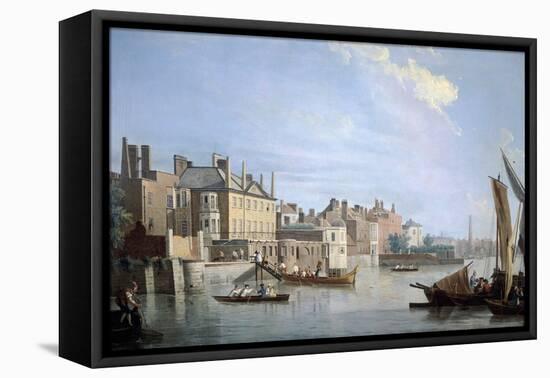 The Thames with Montagu House, from Near Westminster Bridge, London, 1749-Samuel Scott-Framed Stretched Canvas