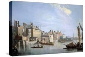 The Thames with Montagu House, from Near Westminster Bridge, London, 1749-Samuel Scott-Stretched Canvas