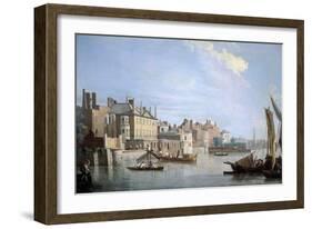 The Thames with Montagu House, from Near Westminster Bridge, London, 1749-Samuel Scott-Framed Giclee Print