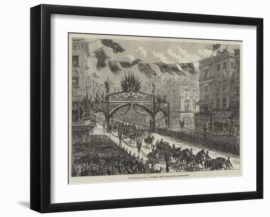 The Thanksgiving Day, Triumphal Arch in Regent-Circus, Oxford-Street-null-Framed Giclee Print