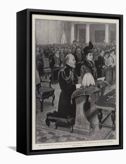 The Thanksgiving for Peace, the King and Queen at the Service in St Paul's Cathedral-Henry Marriott Paget-Framed Stretched Canvas