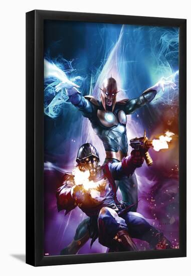 The Thanos Imperative No.6 Cover: Star-Lord and Nova Shooting-Aleksi Briclot-Framed Poster