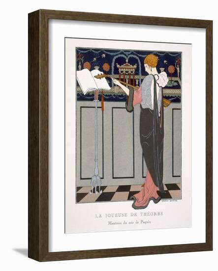 The Theorbo Player, Design For an Evening Coat by Paquin, 1920S-Georges Barbier-Framed Giclee Print