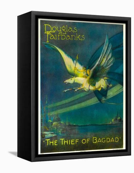 The Thief of Bagdad, Douglas Fairbanks on a Flying Horse, 1924-null-Framed Stretched Canvas