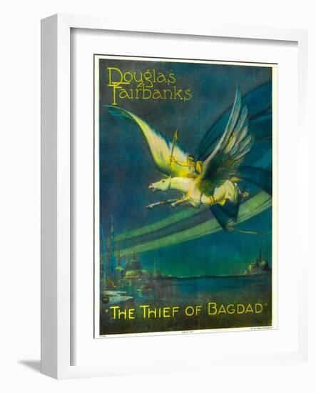 The Thief of Bagdad, Douglas Fairbanks on a Flying Horse, 1924-null-Framed Art Print