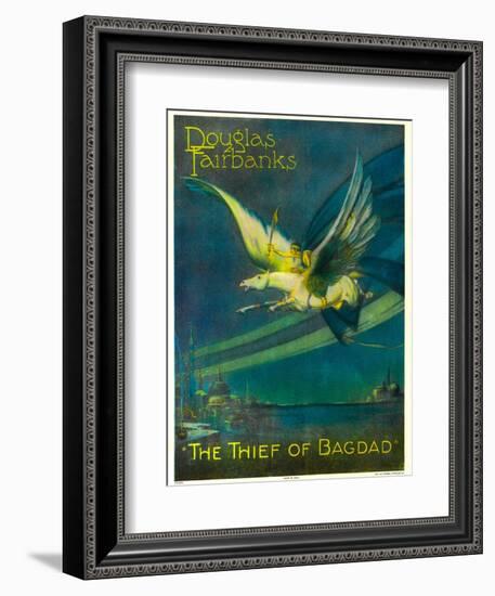 The Thief of Bagdad, Douglas Fairbanks on a Flying Horse, 1924-null-Framed Art Print