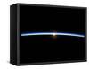The Thin Line of Earth's Atmosphere and the Setting Sun-null-Framed Stretched Canvas