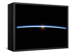 The Thin Line of Earth's Atmosphere and the Setting Sun-null-Framed Stretched Canvas