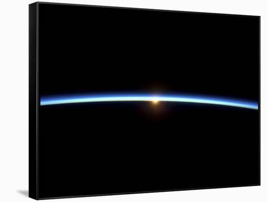 The Thin Line of Earth's Atmosphere and the Setting Sun-null-Framed Stretched Canvas