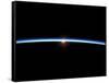 The Thin Line of Earth's Atmosphere and the Setting Sun-null-Framed Stretched Canvas