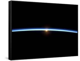 The Thin Line of Earth's Atmosphere and the Setting Sun-null-Framed Stretched Canvas