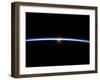 The Thin Line of Earth's Atmosphere and the Setting Sun-null-Framed Premium Photographic Print