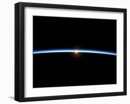 The Thin Line of Earth's Atmosphere and the Setting Sun-null-Framed Premium Photographic Print