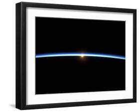 The Thin Line of Earth's Atmosphere and the Setting Sun-null-Framed Premium Photographic Print