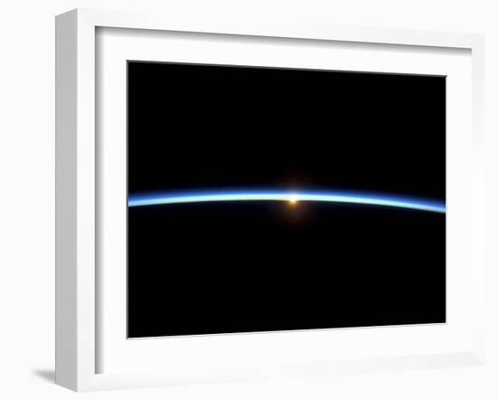 The Thin Line of Earth's Atmosphere and the Setting Sun-null-Framed Premium Photographic Print