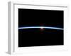 The Thin Line of Earth's Atmosphere and the Setting Sun-null-Framed Premium Photographic Print