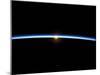 The Thin Line of Earth's Atmosphere and the Setting Sun-null-Mounted Premium Photographic Print