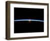 The Thin Line of Earth's Atmosphere and the Setting Sun-null-Framed Photographic Print