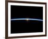 The Thin Line of Earth's Atmosphere and the Setting Sun-null-Framed Photographic Print