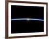 The Thin Line of Earth's Atmosphere and the Setting Sun-null-Framed Photographic Print